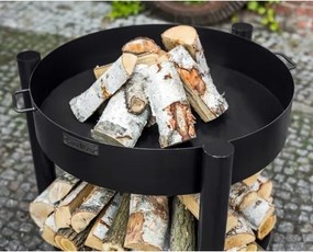 Braciere Da Esterno In Ferro Con Porta Legna Artigianale Montana 70 cm Cook King