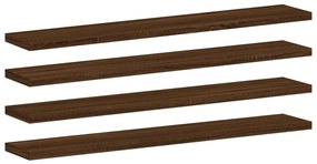 Mensole parete 4pz rovere marrone 60x10x1,5cm legno multistrato