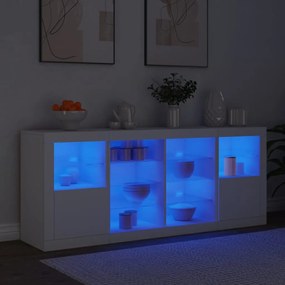 Credenza con luci led bianca 163x37x67 cm