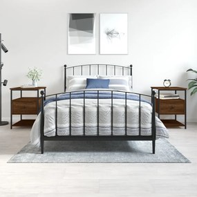 Comodini 2 Pz Rovere Marrone 40x42x56 Cm İn Legno Multistrato /