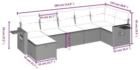 Set divani da giardino 7 pz con cuscini grigio in polyrattan