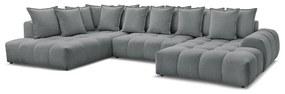 Divano angolare grigio scuro allungabile e con contenitore (penisola a sinistra/a U) con rivestimento in ciniglia Everest – Bobochic Paris