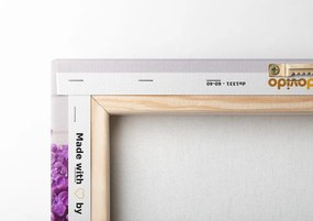 Quadro su tela – Cuore di vimini con lanterne e lilla