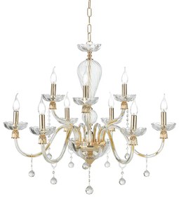 Lampada a sospensione ROXANNE in vetro soffiato lavorato a mano D86 cm 9 LUCI