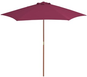 Ombrellone Da Esterni Con Palo İn Legno 270 Cm Rosso Bordeaux /