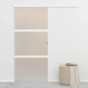 Porta Scorrevole Fermi Vetro Esg E Alluminio Argento 90x205 Cm /