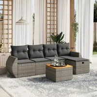 Set Divano da Giardino 6 pz con Cuscini Grigio in Polyrattan 3265057