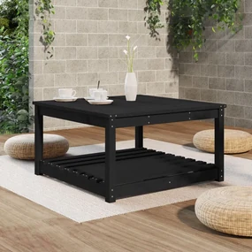 Tavolo da giardino nero 82,5x82,5x45 cm legno massello di pino