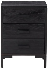 Comodino nero 40x30x55 cm legno massello di pino riciclato