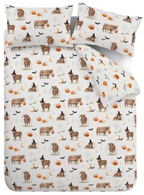 Set copripiumino e federa greige per letto matrimoniale 200x200 cm Halloween Highland Cow – Catherine Lansfield