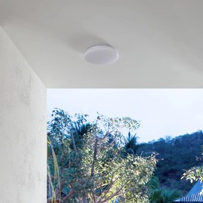 Lindby Doki plafoniera da esterno a LED, 26 cm, bianco, plastica