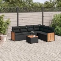 Set Divani da Giardino con Cuscini 7pz Nero Polyrattan 3260088