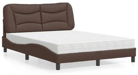 Letto Con Materasso Marrone 140x200cm İn Similpelle /