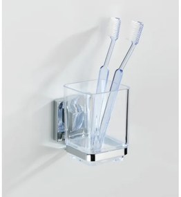 WENKO 22680100 -Bicchiere VACUUM-LOC QUADRO ED 7,5x10 cm argento/cromo lucido/trasparente