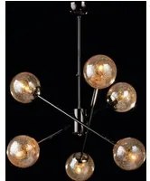 Sospensione Design Moderno Contemporaneo Cromo Nero Con Vetri 6 Luci Tresor