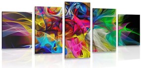 Quadri 5 pezzi – Caos colorato astratto