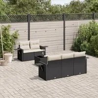 Set Divano da Giardino 6 pz con Cuscini Nero in Polyrattan 3252233