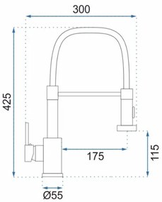 REA-B0417 - Rubinetto da cucina COLIN con doccetta estraibile 42,5 cm, finitura nichel