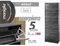 Scarpiera moderna grigia 5 ribalte slim cm 63 x 24 x 180