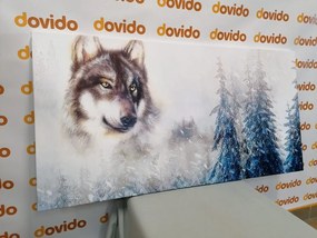 Stampa su tela – Lupo nel paesaggio innevato