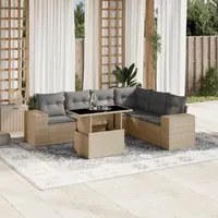 Set Divani da Giardino 7 pz con Cuscini Beige in Polyrattan 3269189