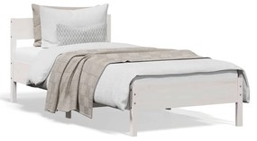 Letto Senza Materasso Bianco 90x200 Cm Legno Massello Di Pino /