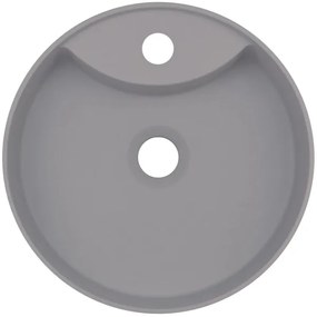 Deante CQS_SU4B - Lavabo da appoggio SILIA con foro rubinetteria, Ø 36 cm, granito/grigio metallizzato