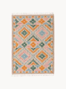 Tappeto kilim tessuto a mano con bordi a frange Zohra