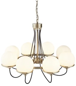 Lampadario Contemporaneo Sfera Acciaio Ottone Vetro 8 Luci E14