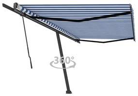 Tenda da Sole Manuale Autoportante 500x300 cm Blu/Bianca