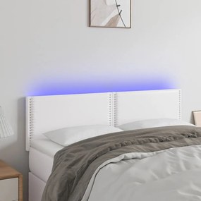 Testiera Bianca A Led 144x5x78/88 Cm İn Similpelle /