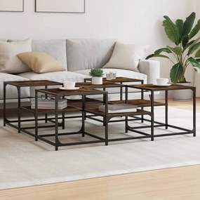Tavolino Salotto Rovere Fumo 121x121x40 Cm Legno Multistrato /