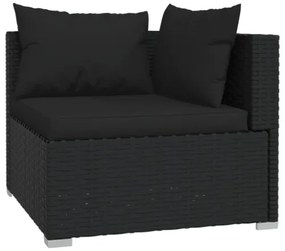 Set Divani da Giardino 10 pz con Cuscini in Polyrattan Nero