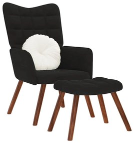 Poltrona Relax Con Poggiapiedi Nera İn Velluto /