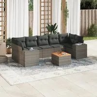 Set Divano da Giardino 8 pz con Cuscini Grigio in Polyrattancod mxl 111499