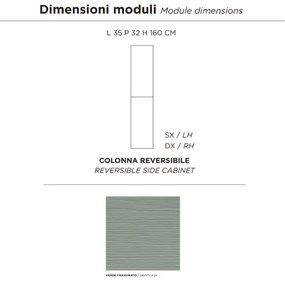 Colonna da bagno reversibile moderna PIAVE ad 2 ante Verde Frassinato