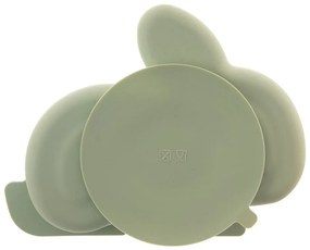 Piatto per bambini color salvia in silicone 18x23 cm Bunny – Orion