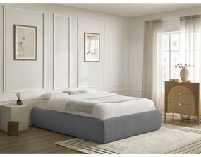 Letto matrimoniale imbottito grigio scuro con contenitore/senza testiera con rete inclusa 160x200 cm Inera – Bobochic Paris