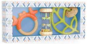 Cofanetto regalo per la nascita - Anelli per la dentizione e sonaglino