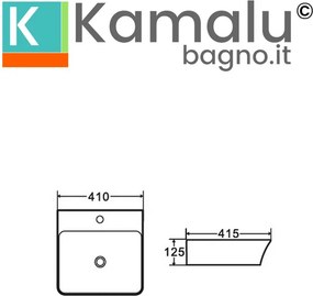 Lavabo bagno da appoggio design rettangolare 41 cm ceramica bianca | KL-4100 - KAMALU