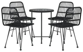 Set da pranzo da giardino 5 pz nero in polyrattan