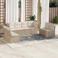 Set Divano da Giardino 8 pz con Cuscini Beige in Polyrattan 3249287