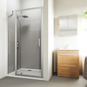 Fisso in linea Verve L 50 cm x H 190 cm per nicchia in vetro trasparente SP. 6 mm, profilo lucido cromo, serie Verve