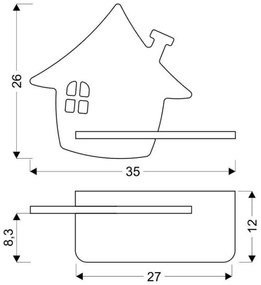 Applique LED per bambini con mensola HOUSE LED/4W/230V verde/legno