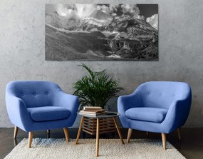 Quadro su tela – Paesaggio montano maestoso in bianco e nero
