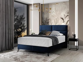 Letto matrimoniale boxspring Svezia - 160 x 200 cm , Tessuto blu