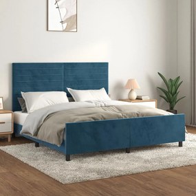 Giroletto Senza Materasso Blu Scuro 160x200 Cm İn Velluto /