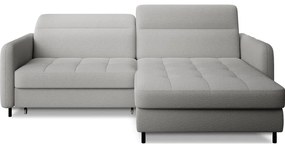 Divano angolare grigio allungabile/con contenitore (con penisola a destra/con chaise lounge) e rivestimento in bouclé Gomsi – ELTAP