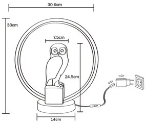 Zuma Line EX04F332U-1 - Lampada da tavolo LED SOWA LED/4W/5V nero/bianco