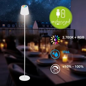 Briloner 1507016 - Lampada da terra LED dimmerabile KIKI 4,3W/5V IP44 2600 mAh bianca